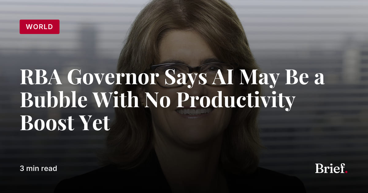 RBA Governor Says AI May Be a Bubble With No Productivity Boost Yet ...